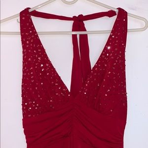 Red Asymmetrical Halter dress
